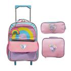 Kit Mochila Escolar Arco-Íris Infantil Com Carrinho Menina - Yins