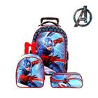 Kit Mochila Escolar Capitão América Avengers Com Rodinhas