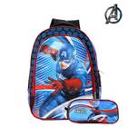 Kit Mochila Escolar Capitão América Avengers De Costas