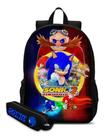 Kit Mochila Escolar Com Estojo Infantil Sonic Volta Ás Aulas