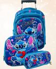 Kit Mochila Escolar com rodinha stitch 3D/ Lancheira/Estojo