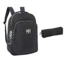 Kit Mochila Escolar de Costas Juvenil + Estojo Simples, Crinkle Preto Up4you