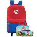 Kit Mochila Escolar De Rodinhas Mario Com Estojo E Lancheira