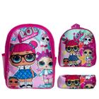 Kit Mochila Escolar Feminina Costas LOL Surprise Toys 2U