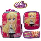 Kit Mochila Escolar Feminina Lancheira Estojo Polly Pocket