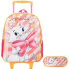 Kit Mochila Escolar Gatinha Marie Rodinha Tam G Com Estojo