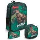 Kit Mochila Escolar Hulk Tam G Alça Costas Resistente