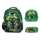 Kit Mochila Escolar Infantil 3d Hulk De Costas - TOYS 2U