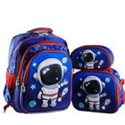 Kit Mochila Escolar Infantil Astronauta Com e Sem Rodinhas Criança Menino