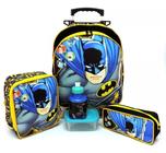 Kit Mochila Escolar Infantil Batman Morcego Rodinhas Tam M F5