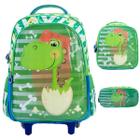 kit Mochila Escolar Infantil com Rodinhas Dinossauro Mais Lancheira e Estojo Reforçada