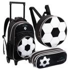 Kit Mochila Escolar Infantil Com Rodinhas Para Menino Lancheira Térmica e Estojo Futebol