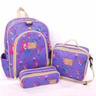 Kit Mochila Escolar Infantil Completo Menina Menino Bolsa Resistente com Lancheira e Estojo de 2 compartimentos - Miellu