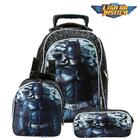 Kit Mochila Escolar Infantil DC Batman Bolsa Herói C Rodinha