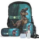 Kit Mochila Escolar Infantil De Costas Tam G Dino-rex