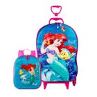 Kit Mochila Escolar Infantil De Rodinha 3D Pequena Sereia Ariel