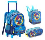 Kit Mochila Escolar Infantil Denlex Speed Sonic Com Rodinhas Grande