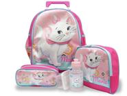 kit Mochila Escolar Infantil Gatinha Marie Tam M Rodinhas