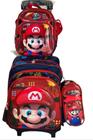 Kit Mochila Escolar Infantil Lancheira Rodinha Mario