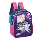 Kit Mochila Escolar Infantil Menina de Costas e Estojo Unicórnio Passeio Up4you Grande