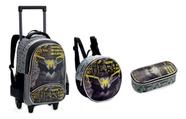 Kit Mochila Escolar Infantil Menino Batman Com Rodinhas