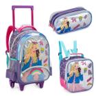 Kit Mochila Escolar Infantil Rodinha Denlex Boneca Meninas