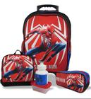 Kit Mochila Escolar Infantil Rodinhas Homem Aranha Tam G