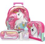 Kit Mochila Escolar Infantil Rodinhas M Unicórnio Fantasy F1