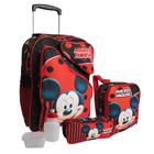 Kit Mochila Escolar Infantil Rodinhas Mickey Vermelho Tam G