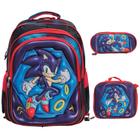 Kit Mochila Escolar Infantil Sonic 3d Com Lancheira Estojo