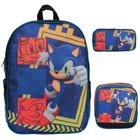 Kit Mochila Escolar Infantil Sonic 3d Com Lancheira Estojo