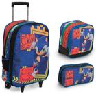 Kit Mochila Escolar Infantil Sonic Rodinha Creche Pre Escola