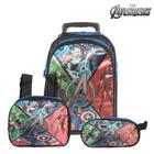 Kit Mochila Escolar Infantil Vingadores Marvel Rodinhas