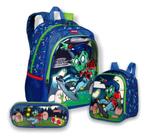 Kit Mochila Escolar Infantil Zumbi Monstrinho Costas Grande