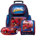 Kit Mochila Escolar Juvenil Homem Aranha de Rodinha Toys 2U