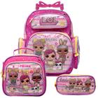 Kit Mochila Escolar Juvenil Menina Rosa LOL 3 Pçs Toys 2U