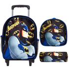 Kit Mochila Escolar Juvenil Rodinha Batman Lancheira Estojo