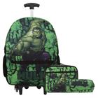 Kit Mochila Escolar Juvenil Rodinha Hulk + Lancheira Térmica