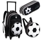 Kit Mochila Escolar Lancheira E Estojo Bola Futebol Meninos