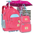 Kit Mochila Escolar Luluca Infantil Feminina de Carrinho Lancheira e Estojo