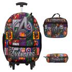 Kit Mochila Escolar Masculina Rodinhas Vingadores Passeio - TOYS 2U