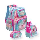 Kit Mochila Escolar Menina Costas Flamingo Tamanho G Rosa