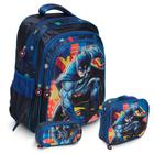 Kit Mochila Escolar Menino Batman Costas Creche Passeio