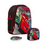 Kit Mochila Escolar Menino Carros Relampago McQuenn Costas