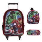 Kit Mochila Escolar Menino Rodinha Vingadores + Lancheira