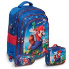 Kit Mochila Escolar Menino Super Mario Lancheira Estojo