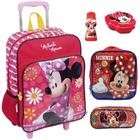 Kit Mochila Escolar Minnie Mouse Infantil Tam G Rodinhas Lancheira Térmica Estojo Duplo