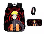 Kit Mochila Escolar Naruto Bolsa + Estojo + Relógio