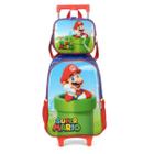 Kit Mochila Escolar Rodinha Infantil Super Mario + Lancheira