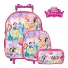 Kit Mochila Escolar Rodinha Princesas Rosa Envio Imediato